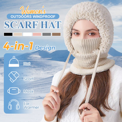 Multifunctional 4-in-1 Knitted Woolen Hat and Scarf Integrated Hat