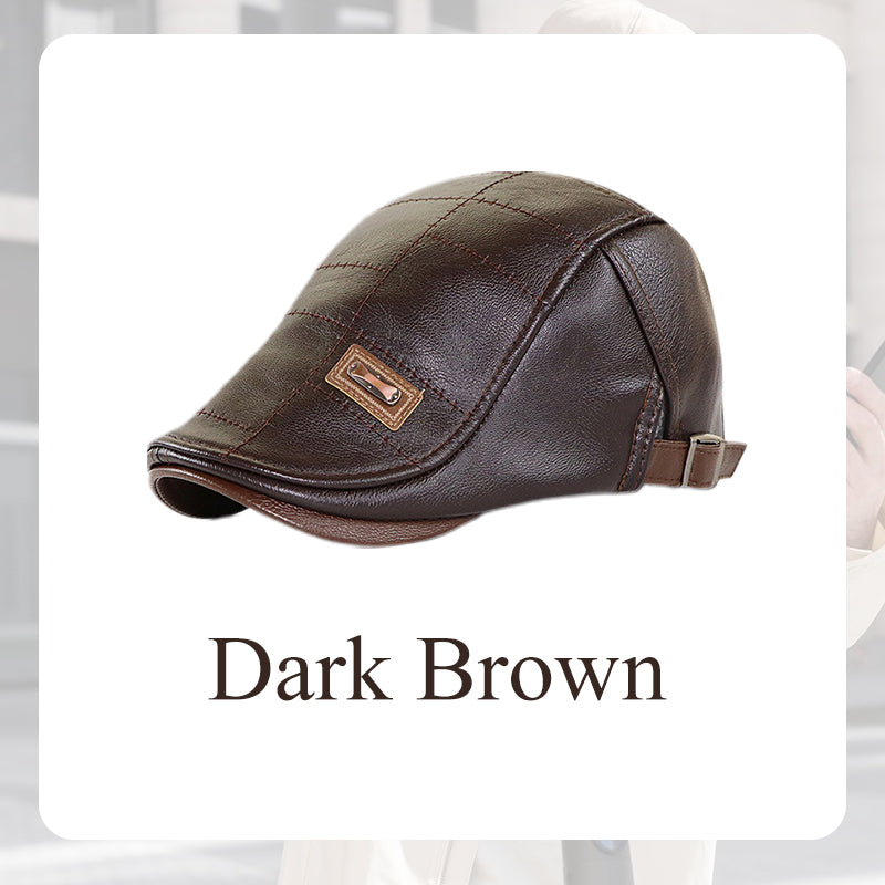 PU Leather and Velvet Outdoor Leisure Warm Beret