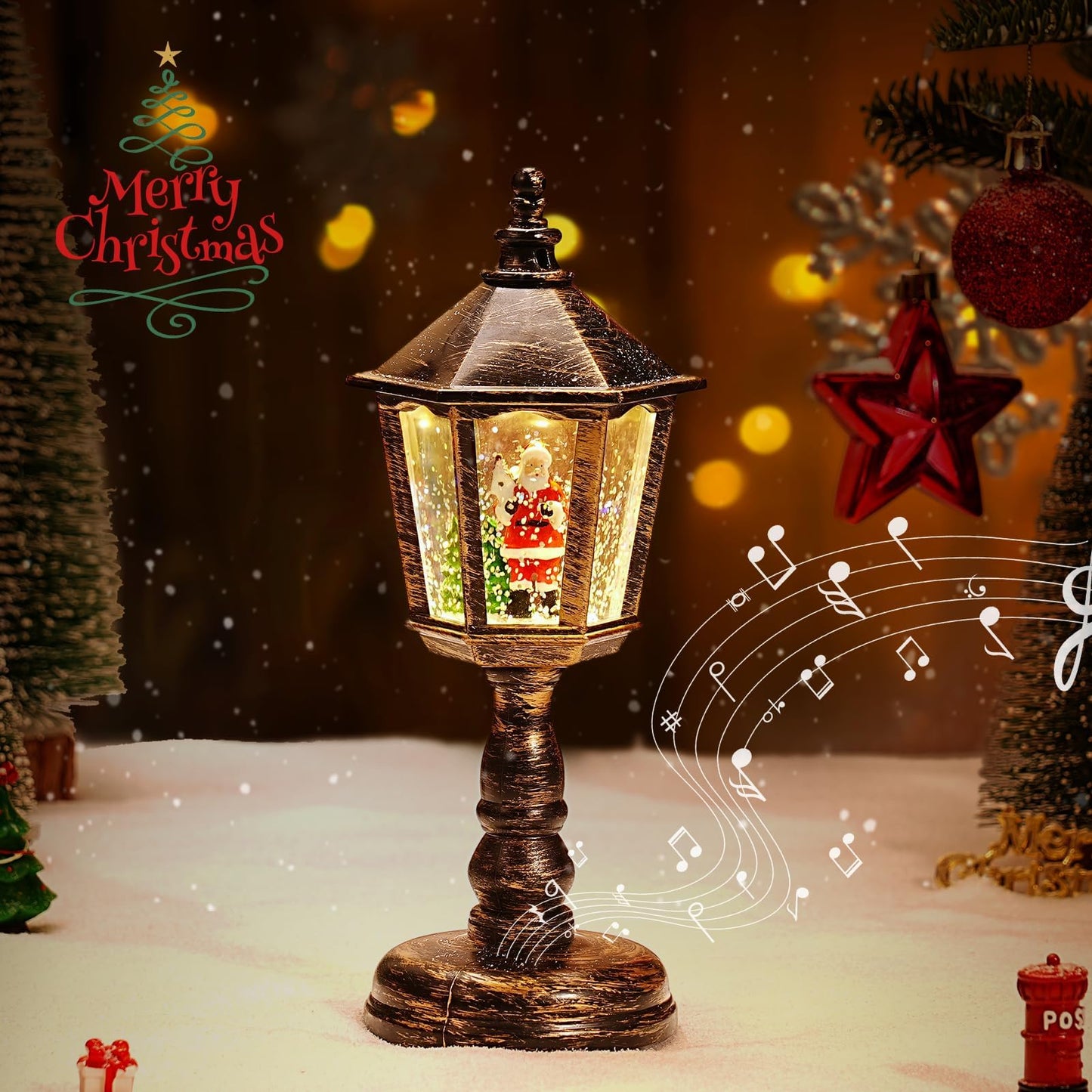 Christmas Snow Night Light with Music Luminous Decoration Lamp