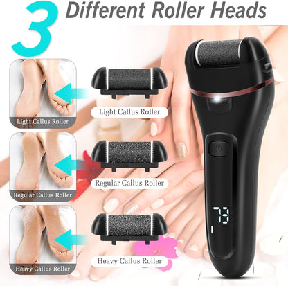 Electric Foot Callus Remover with 3 Frosted Heads