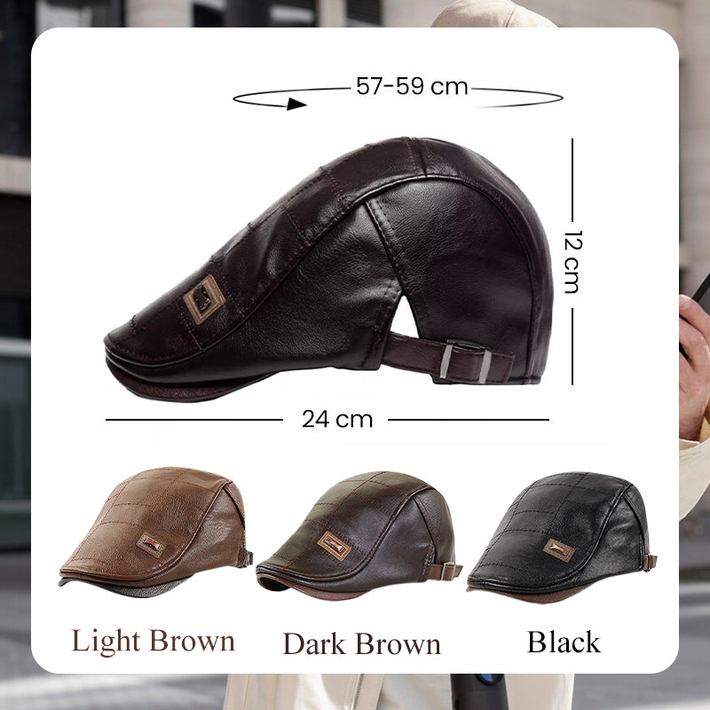 PU Leather and Velvet Outdoor Leisure Warm Beret