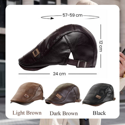 PU Leather and Velvet Outdoor Leisure Warm Beret