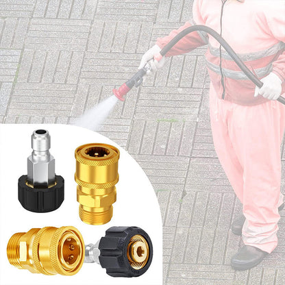 High-Pressure Washer Couplers Set, simple and fast installation, suitable for M22 to rotate to 3/4 inches, 3/8 inches, 8PC