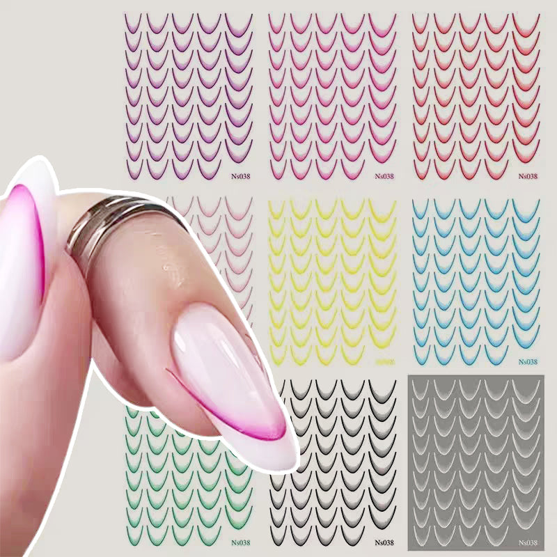 Minimalist Gradient 3D Arc-Moon Nail Art Stickers（Buy 1 Get 2 Free）