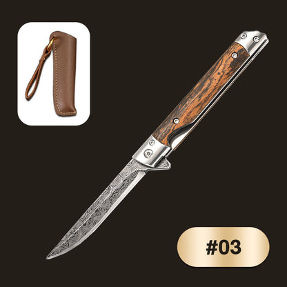 Folding Knife With Wooden Handle For Work, Hiking & Camping