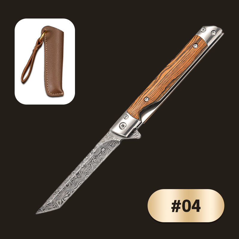 Folding Knife With Wooden Handle For Work, Hiking & Camping