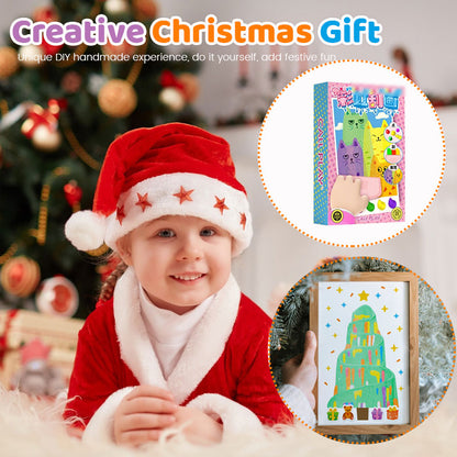 DIY Rainbow Scratch Christmas Painting - Creative Holiday Blessings