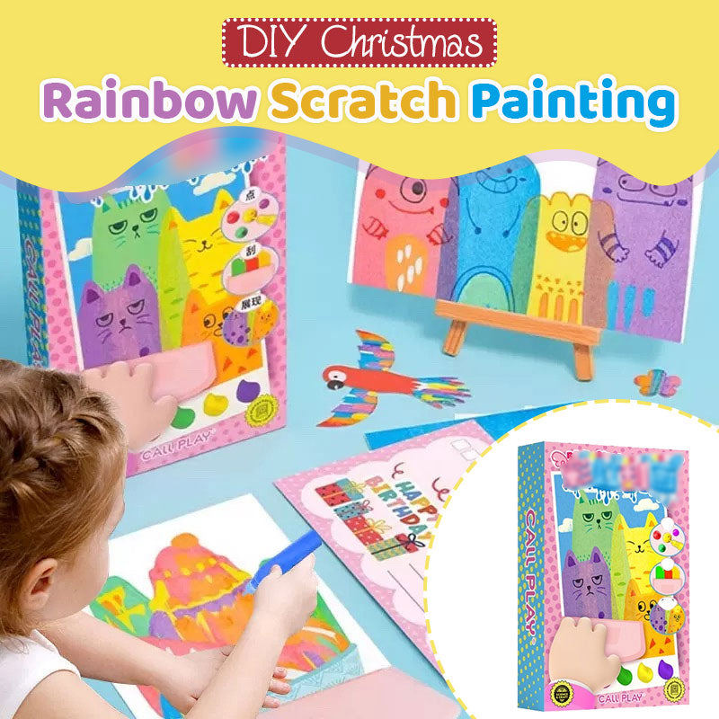 DIY Rainbow Scratch Christmas Painting - Creative Holiday Blessings