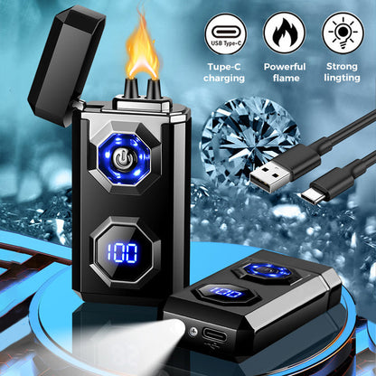 USB Charging Digital Windproof Lighters with LED Lighting Function