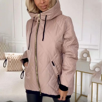 Women’s Fashionable High-neck Hip-length Parka Coat