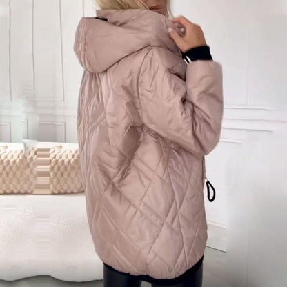 Women’s Fashionable High-neck Hip-length Parka Coat