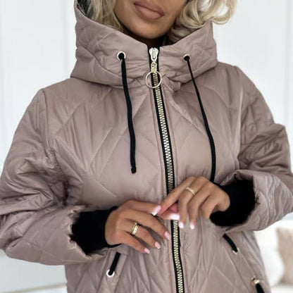 Women’s Fashionable High-neck Hip-length Parka Coat