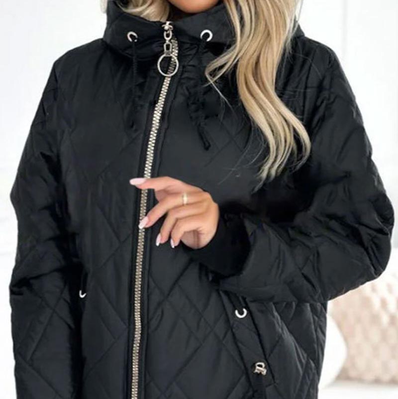 Women’s Fashionable High-neck Hip-length Parka Coat