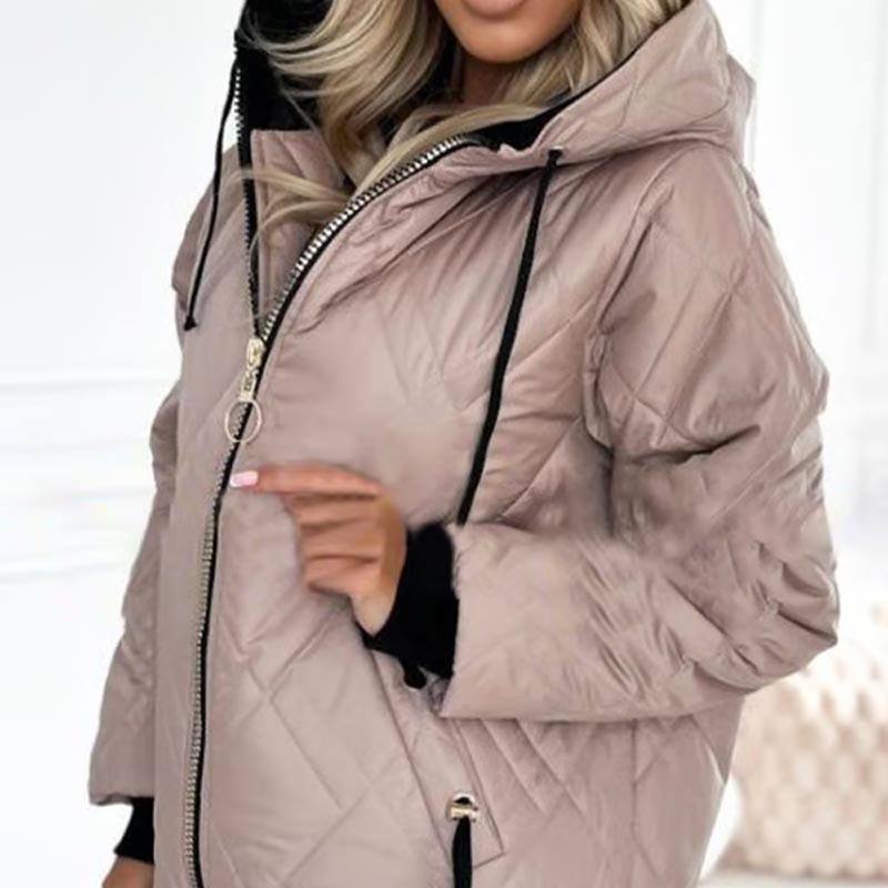 Women’s Fashionable High-neck Hip-length Parka Coat