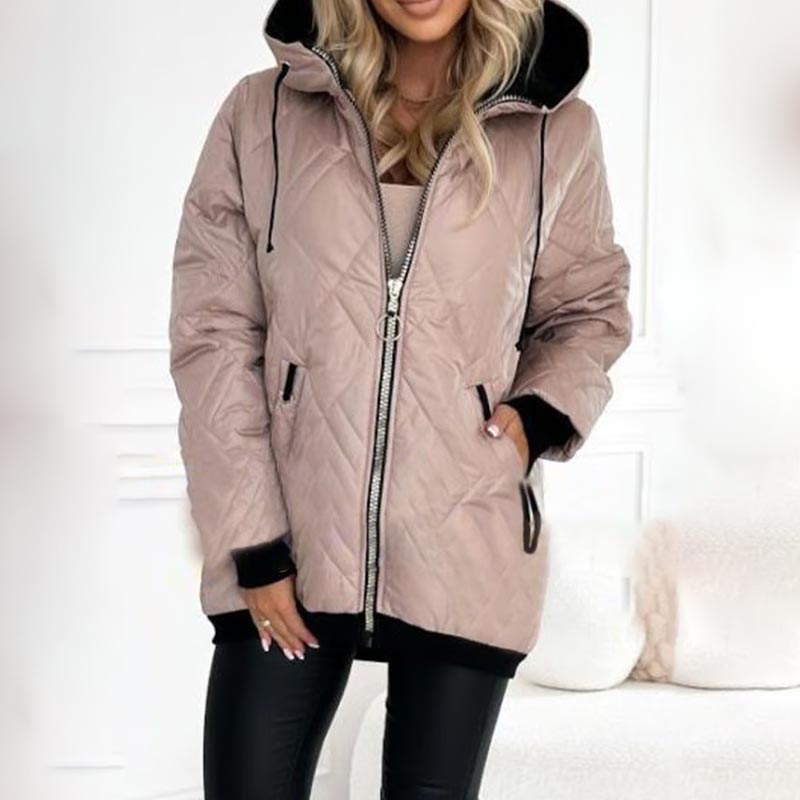 Women’s Fashionable High-neck Hip-length Parka Coat