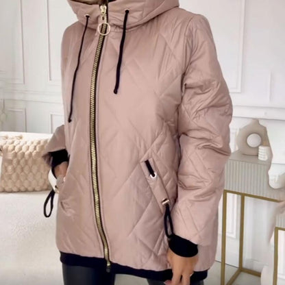 Women’s Fashionable High-neck Hip-length Parka Coat