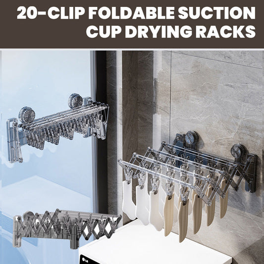 20-Clip Foldable Suction Cup Drying Racks